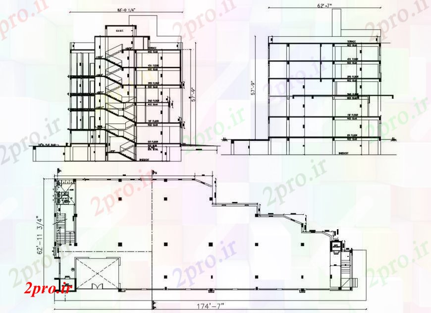 دانلود نقشه جزئیات ساخت و ساز طراحی  دو بعدی  از یک بخش از تراس و نما طرحی  اتوکد (کد96471)