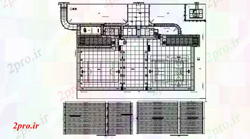 دانلود نقشه ورزشگاه ، سالن ورزش ، باشگاه ورزشی زمین بازی پروژه جزئیات 82 در 112 متر (کد96480)