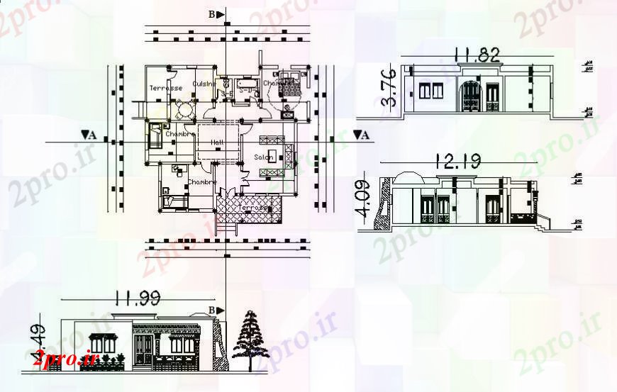 دانلود نقشه مسکونی  ، ویلایی ، آپارتمان  معماری پروژه خانه   جزئیات  (کد96489)