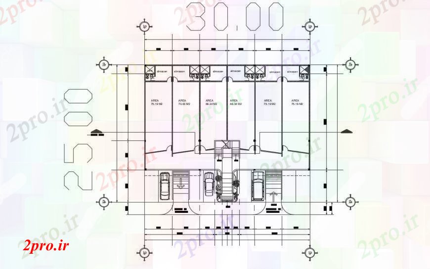 دانلود نقشه هتل - رستوران - اقامتگاه طراحی دو بعدی حزب سالن اتوکد 25 در 30 متر (کد96494)