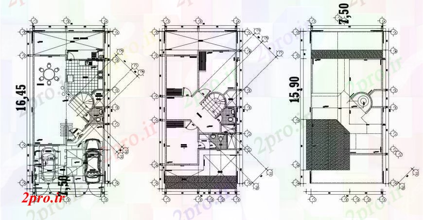 دانلود نقشه مسکونی ، ویلایی ، آپارتمان طراحی دو بعدی از خانه مسکونی 8 در 17 متر (کد96499)