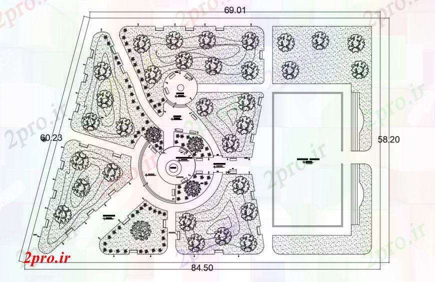 دانلود نقشه  طراحی پارک - محوطه - باغ   طراحی  دو بعدی  از کریستو پارک  اتوکد نما (کد96512)