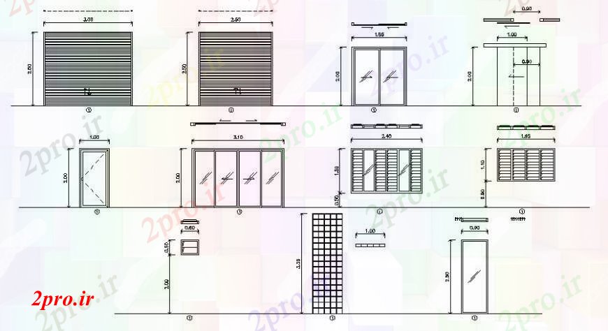 دانلود نقشه جزئیات طراحی در و پنجره  پنجره کشویی شیشه ای   جزئیات (کد96518)