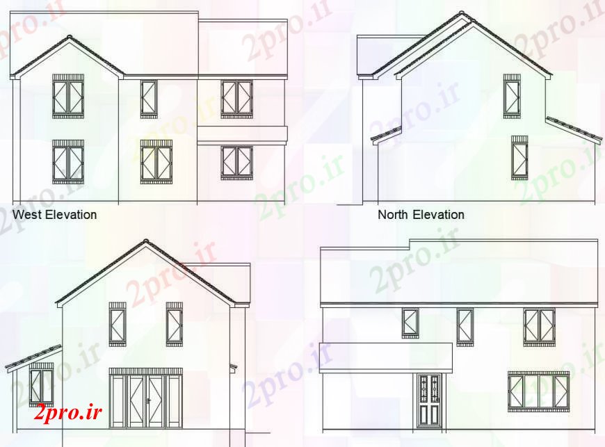 دانلود نقشه مسکونی  ، ویلایی ، آپارتمان   همه طرف مقطعی از  خانه (کد96543)