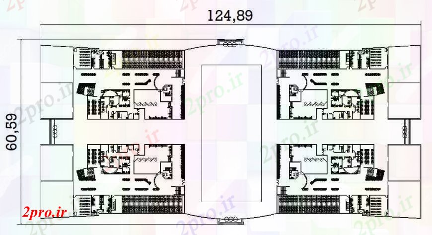 دانلود نقشه بیمارستان - درمانگاه - کلینیک طبقه همکف پروژه بیمارستان جزئیات 46 در 116 متر (کد96556)