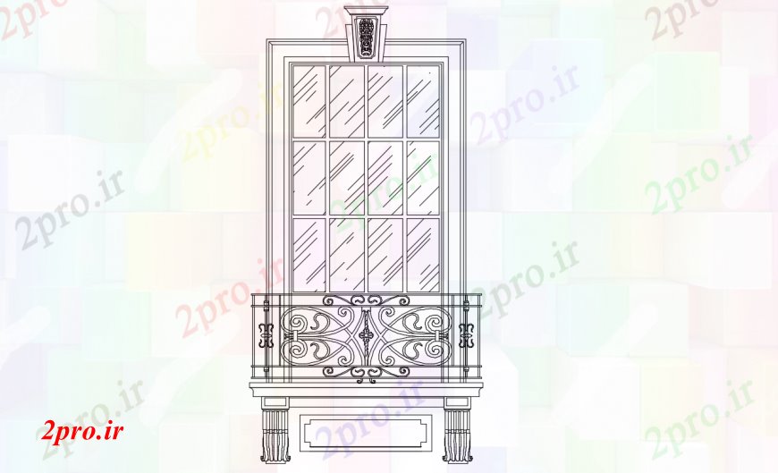 دانلود نقشه جزئیات طراحی در و پنجره  نما درب با بالکن  نما طراحی جزئیات  (کد96566)