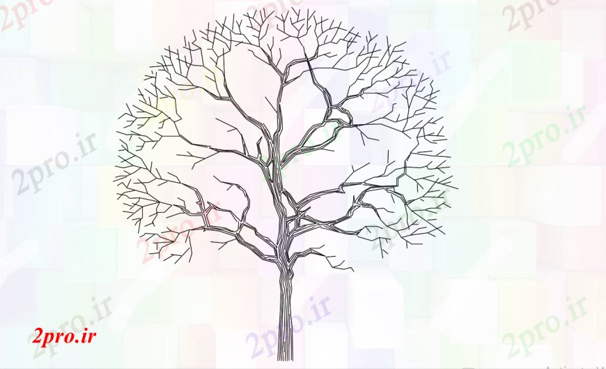 دانلود نقشه درختان و گیاهان نما درخت زیبا دو بعدی  مسدود طراحی جزئیات  (کد96574)