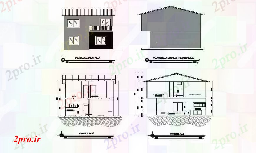 دانلود نقشه مسکونی  ، ویلایی ، آپارتمان  طرحی بخش اقامت و نما  طراحی  (کد96579)