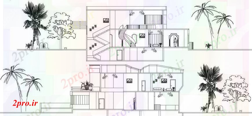 دانلود نقشه مسکونی ، ویلایی ، آپارتمان بخش طراحی جزئیات ویلا به 21 در 21 متر (کد96590)