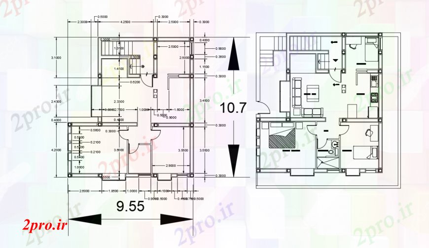 دانلود نقشه مسکونی  ، ویلایی ، آپارتمان  طرحی توزیع خانه و فریم ساختار طراحی جزئیات (کد96595)