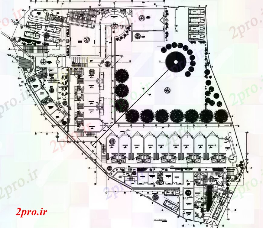 دانلود نقشه هتل - رستوران - اقامتگاه طراحی ساختمان هتل گردشگری برنامه ریزی 66 در 67 متر (کد96626)