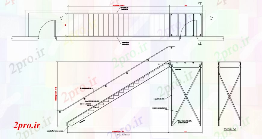 دانلود نقشه جزئیات پله و راه پله   بخش پله ها، طرحی و ساختار سازنده طراحی جزئیات  (کد96659)