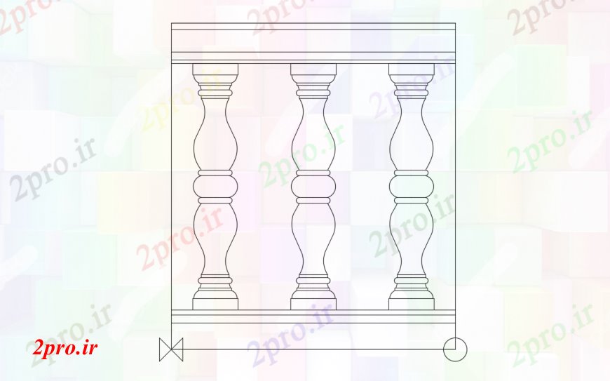 دانلود نقشه بلوک ، آرام ، نماد راه پله و نرده بلوک نما جلو طراحی جزئیات  (کد96661)