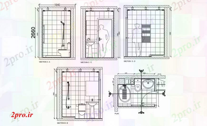 دانلود نقشه حمام مستر حمام تمام بخش جانبی با  نصب و راه اندازی طراحی جزئیات  (کد96676)