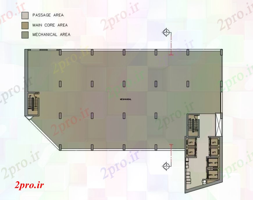 دانلود نقشه مسکونی  ، ویلایی ، آپارتمان  طراحی  دو بعدی  از آپارتمان   طبقه مکانیکی (کد96698)