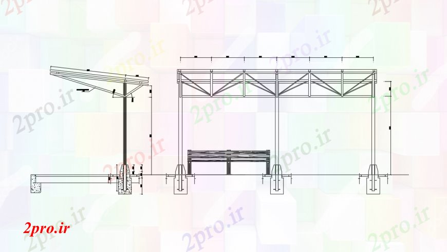 دانلود نقشه طراحی جزئیات ساختار کلاه فرنگی چوبی سازنده بخش و ساختار جزئیات  (کد96704)