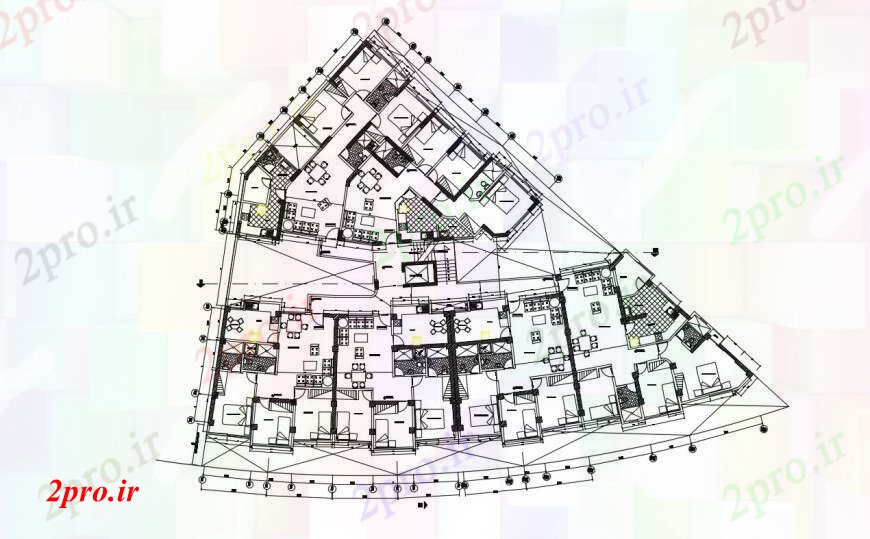 دانلود نقشه هایپر مارکت - مرکز خرید - فروشگاه Habitational های اتوکد پیچیده 30 در 40 متر (کد96725)