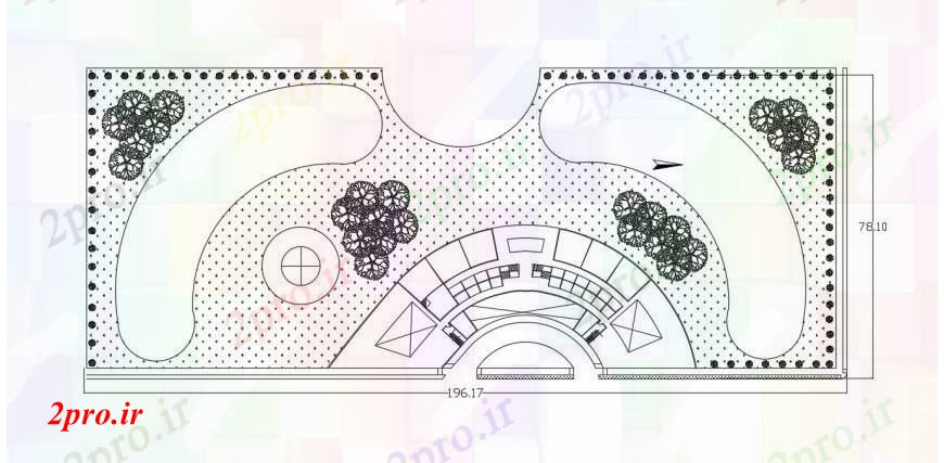 دانلود نقشه هتل - رستوران - اقامتگاه   دو بعدی  رسم از هتل نما بالای بیرونی  اتوکد نما (کد96730)