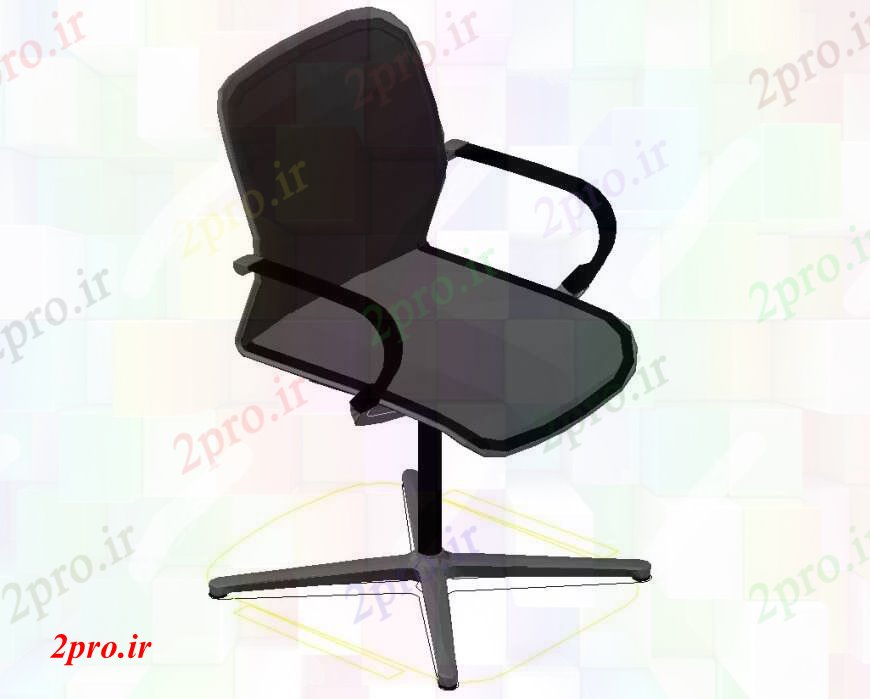 دانلود نقشه میز و صندلی   تریدی مفصل گردنده دفتر صندلی (کد96755)