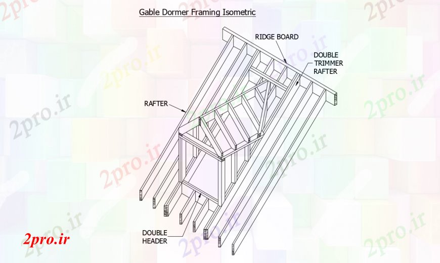 دانلود نقشه طراحی جزئیات ساختار گیبل دورمر سبک برای ساختمان سقف های چوبی  جزئیات (کد96766)