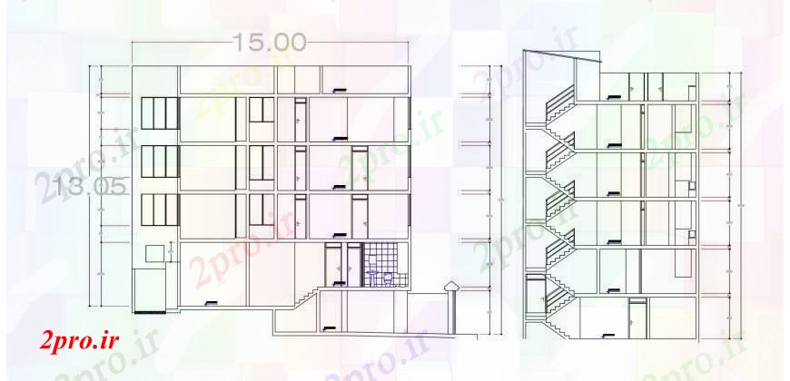 دانلود نقشه مسکونی ، ویلایی ، آپارتمان طراحی دو بعدی مسکن 5 بخش اتوکد بیرونی 10 در 15 متر (کد96794)