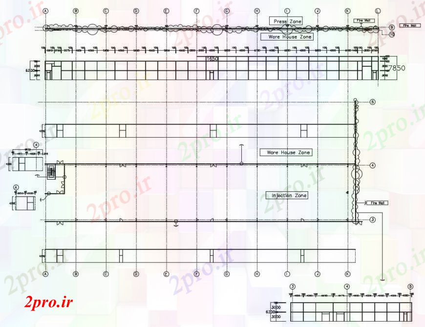 دانلود نقشه قالب اسکلت فلزی  سازه های فلزی انبار  طراحی  (کد96814)