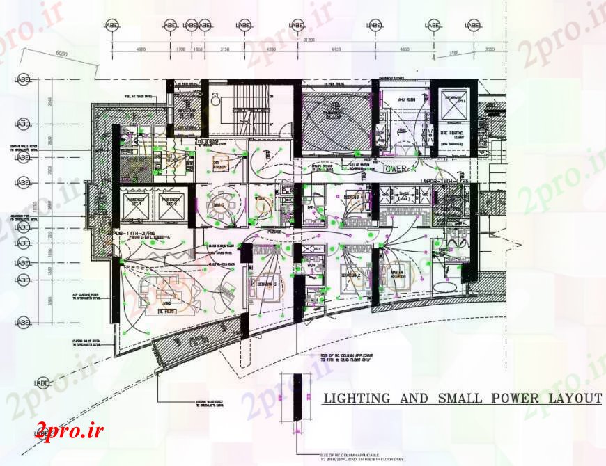 دانلود نقشه برق مسکونی نصب و راه اندازی روشنایی طراحی آپارتمان 19 در 31 متر (کد96843)