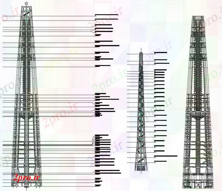 دانلود نقشه قالب اسکلت فلزی  فولاد برج   (کد96867)