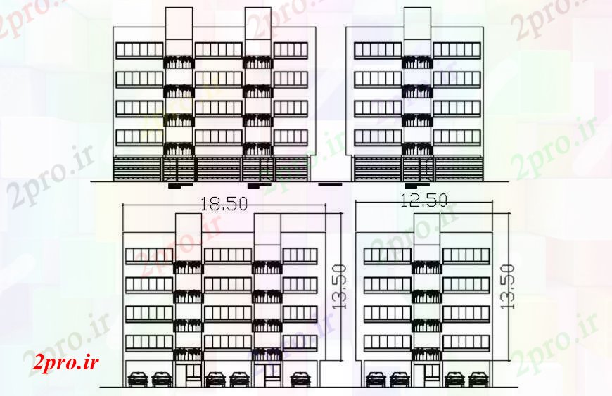 دانلود نقشه مسکونی ، ویلایی ، آپارتمان طراحی دو بعدی از اتوکد ساختمان مسکونی بیرونی 14 در 33 متر (کد96902)