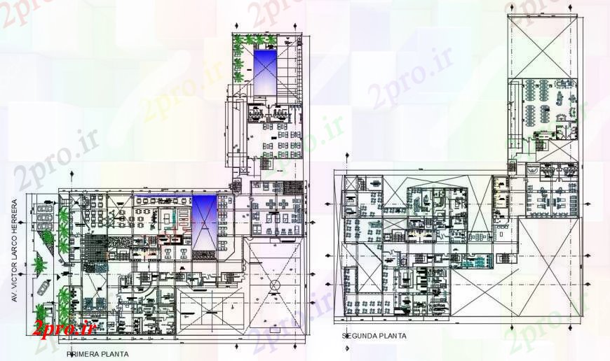 دانلود نقشه هتل - رستوران - اقامتگاه ستاره پروژه هتل 12 طبقه 72 در 88 متر (کد96919)