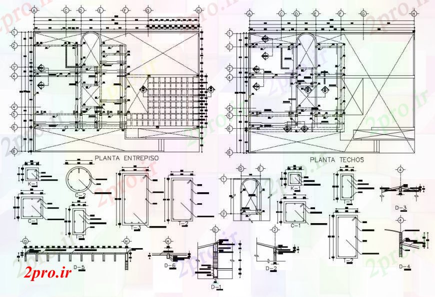 دانلود نقشه جزئیات پله و راه پله  بتن بخش دال، ساخت و ساز و ساختار طبقه طراحی جزئیات  (کد96937)