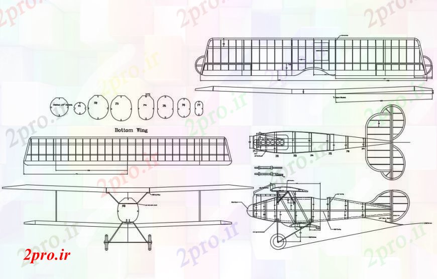 دانلود نقشه بلوک وسایل نقلیه نما هواپیما، بخش و ساختار طرحی جزئیات طراحی  (کد96951)