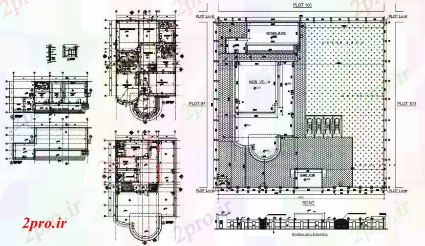 دانلود نقشه مسکونی  ، ویلایی ، آپارتمان  ویلا توزیع طرحی طبقه، دیوار مرکب و ساختار طراحی جزئیات (کد96957)