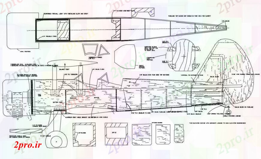 دانلود نقشه بلوک وسایل نقلیه بخش هواپیماهای Biplan، طرحی و ساختار جزئیات  (کد97006)