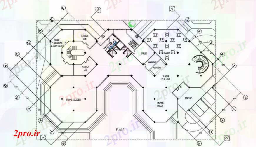 دانلود نقشه هتل - رستوران - اقامتگاه  مبلمان طرحی جزئیات طرحی بالای صفحه  طرحی از هتل (کد97035)