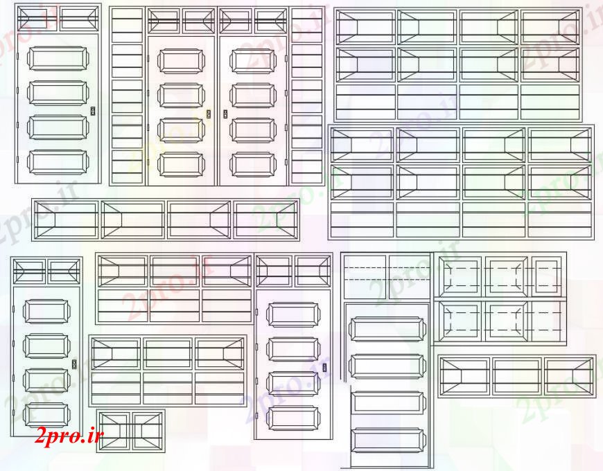 دانلود نقشه جزئیات طراحی در و پنجره جزئیات مقطعی مقابل درب و پنجره قاب 11 در 88 متر (کد97036)