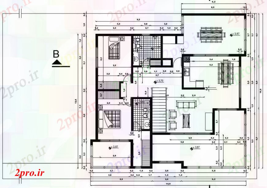 دانلود نقشه مسکونی  ، ویلایی ، آپارتمان  پروژه فضای داخلی از یک پلان خانه (کد97073)