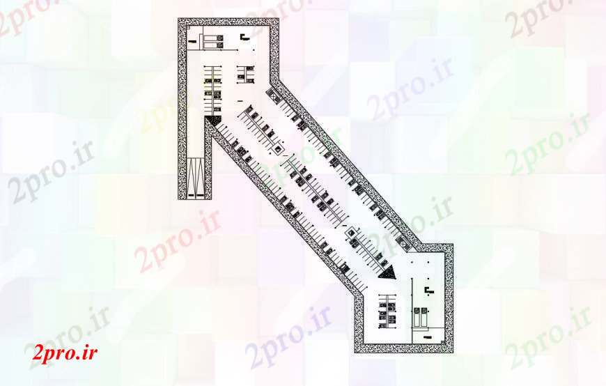 دانلود نقشه ساختمان اداری - تجاری - صنعتی طراحی دو بعدی از مرکز تجاری 19 در 30 متر (کد97087)