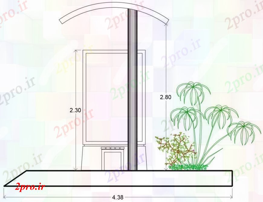 دانلود نقشه  ساختمان دولتی ، سازمانی اتوبوس سمت ایستاده  جزئیات مقطعی (کد97090)