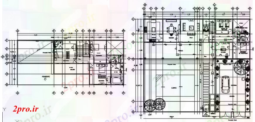 دانلود نقشه مسکونی  ، ویلایی ، آپارتمان   دو بعدی  رسم از اتاق نشیمن و اتاق خواب   (کد97103)