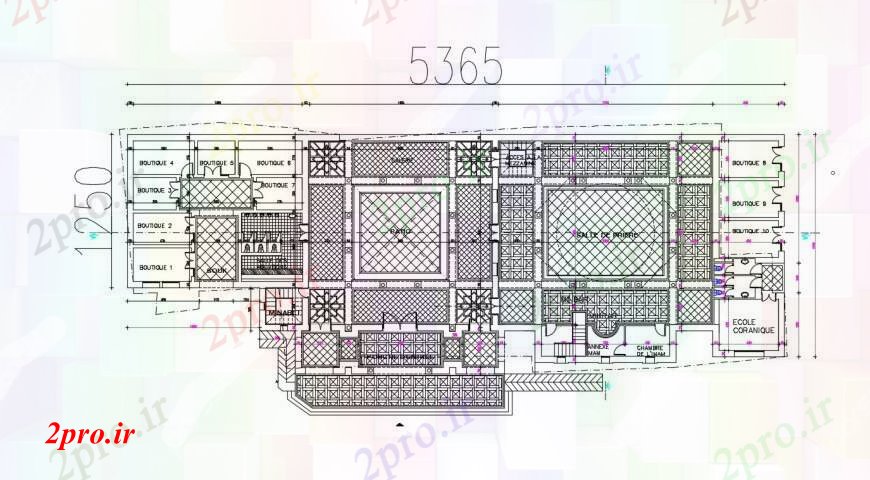 دانلود نقشه کلیسا - معبد - مکان مذهبی طراحی  دو بعدی  مسجد  بالا نما اتوکد (کد97118)