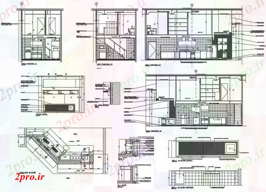 دانلود نقشه هتل - رستوران - اقامتگاه طراحی پروژه رستوران جزئیات 4 در 9 متر (کد97122)