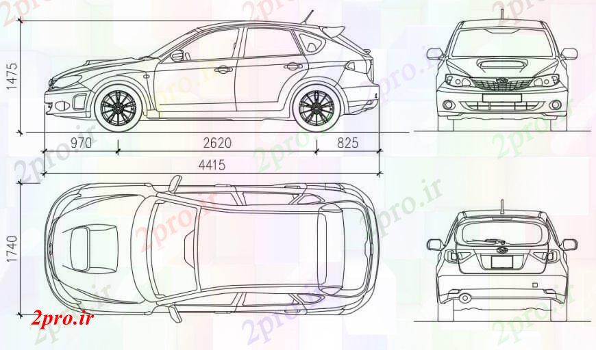 دانلود نقشه بلوک وسایل نقلیه ماشین خانواده تنها همه جانبه بلوک نما  جزئیات (کد97131)