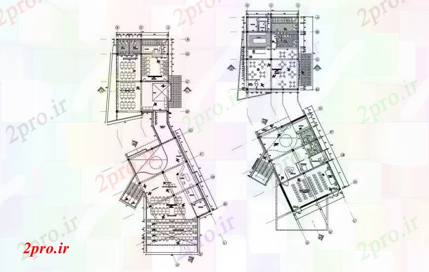 دانلود نقشه ساختمان دولتی ، سازمانی طراحی دو بعدی از داخل کابین جمعی 13 در 50 متر (کد97151)