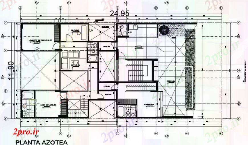 دانلود نقشه مسکونی  ، ویلایی ، آپارتمان  آپارتمان طبقه   جزئیات (کد97173)