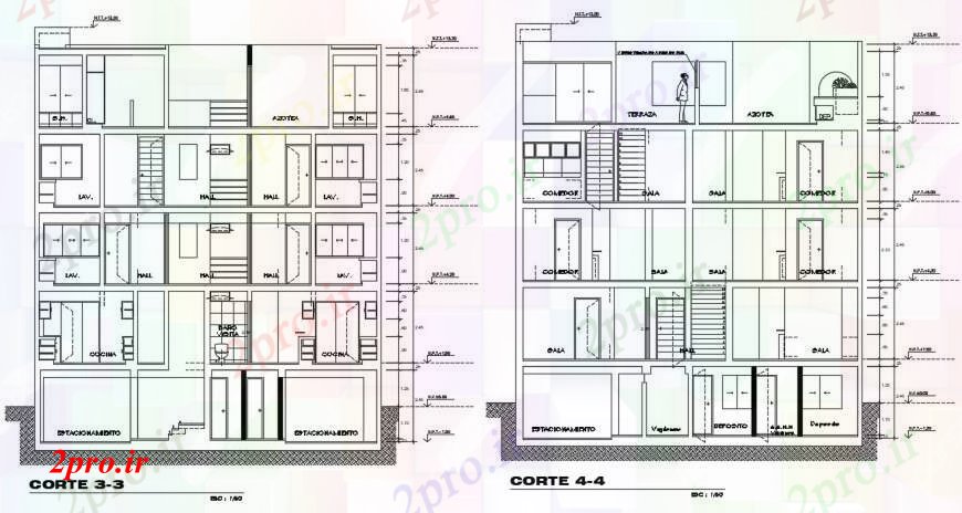 دانلود نقشه مسکونی  ، ویلایی ، آپارتمان    اتوکد از بخش جزئیات (کد97196)