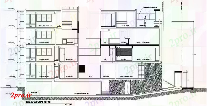 دانلود نقشه مسکونی  ، ویلایی ، آپارتمان  آپارتمان دو بعدی  ، قسمت های  (کد97199)