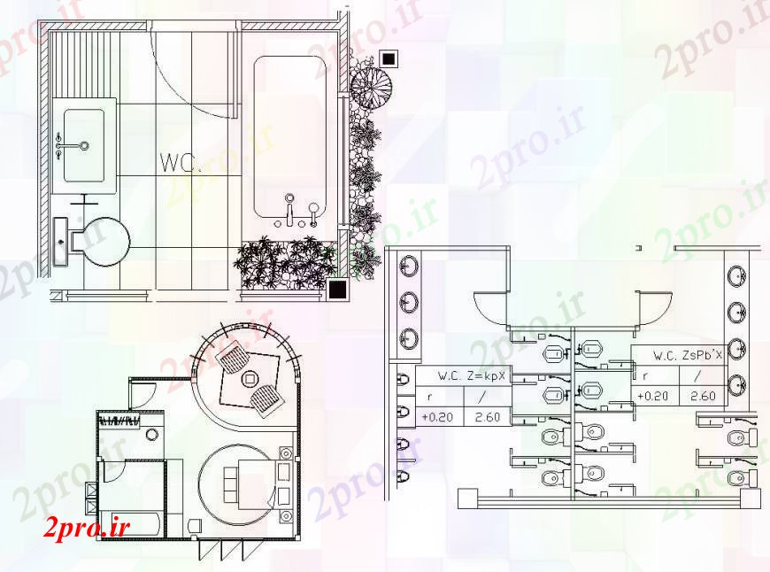 دانلود نقشه حمام مستر شخصی و عمومی طرحی توالت و نصب و راه اندازی طراحی جزئیات  (کد97207)