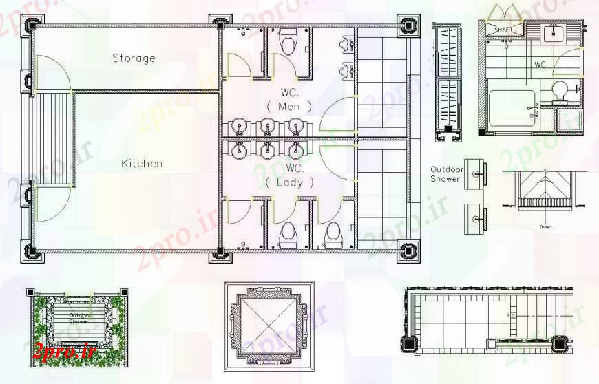 دانلود نقشه حمام مستر توالت برای طرحی رستوران-توزیع و نصب و راه اندازی لوله کشی طراحی جزئیات  (کد97213)