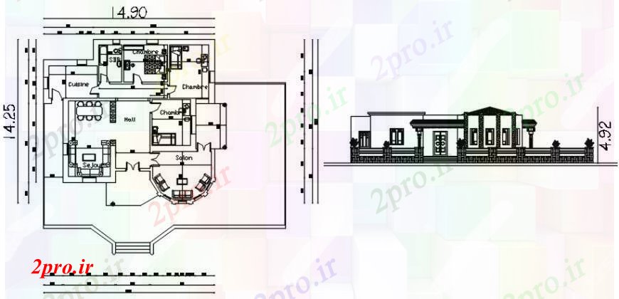 دانلود نقشه مسکونی  ، ویلایی ، آپارتمان  نما و کف طرحی خانه  سایبان   اتوکد (کد97243)